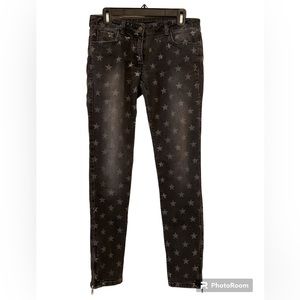 Sandro Paris designer distressed gray jeans with stars print size / 6 US size